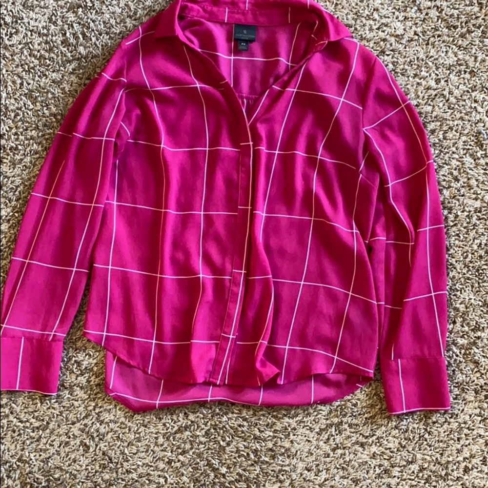 Pink Window Pane Style Pink Blouse